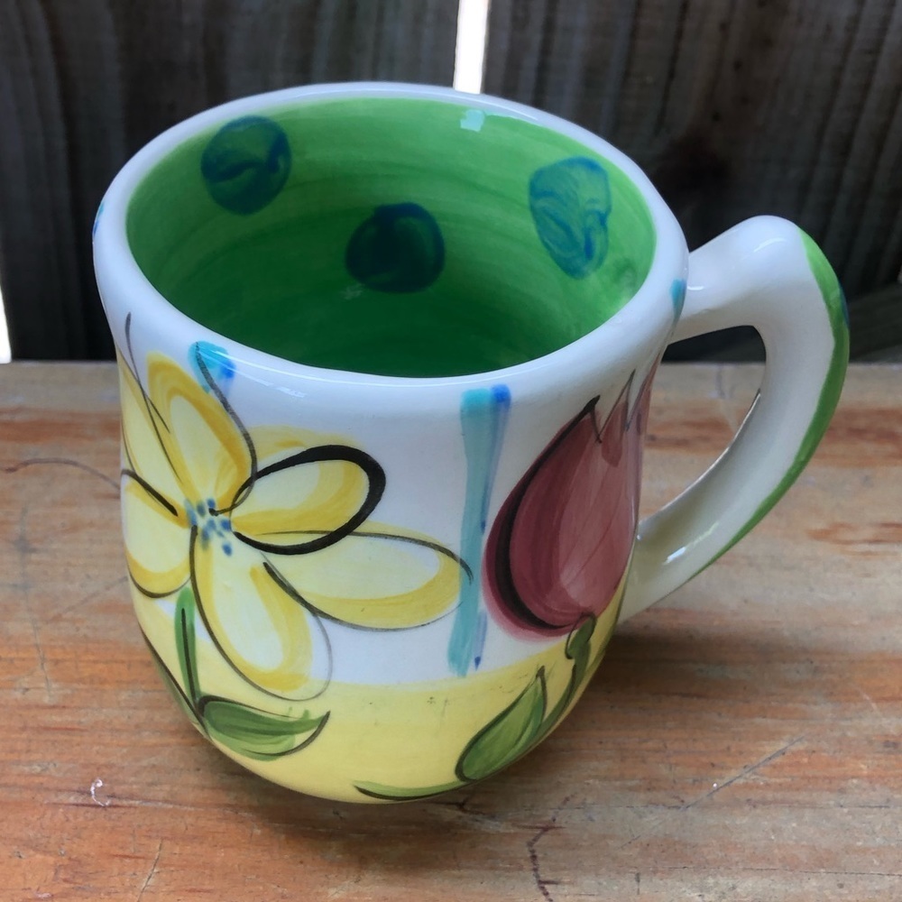 Vintage Vicki Carroll Bloomin’ Blossoms Hand Painted Floral Coffee Mug